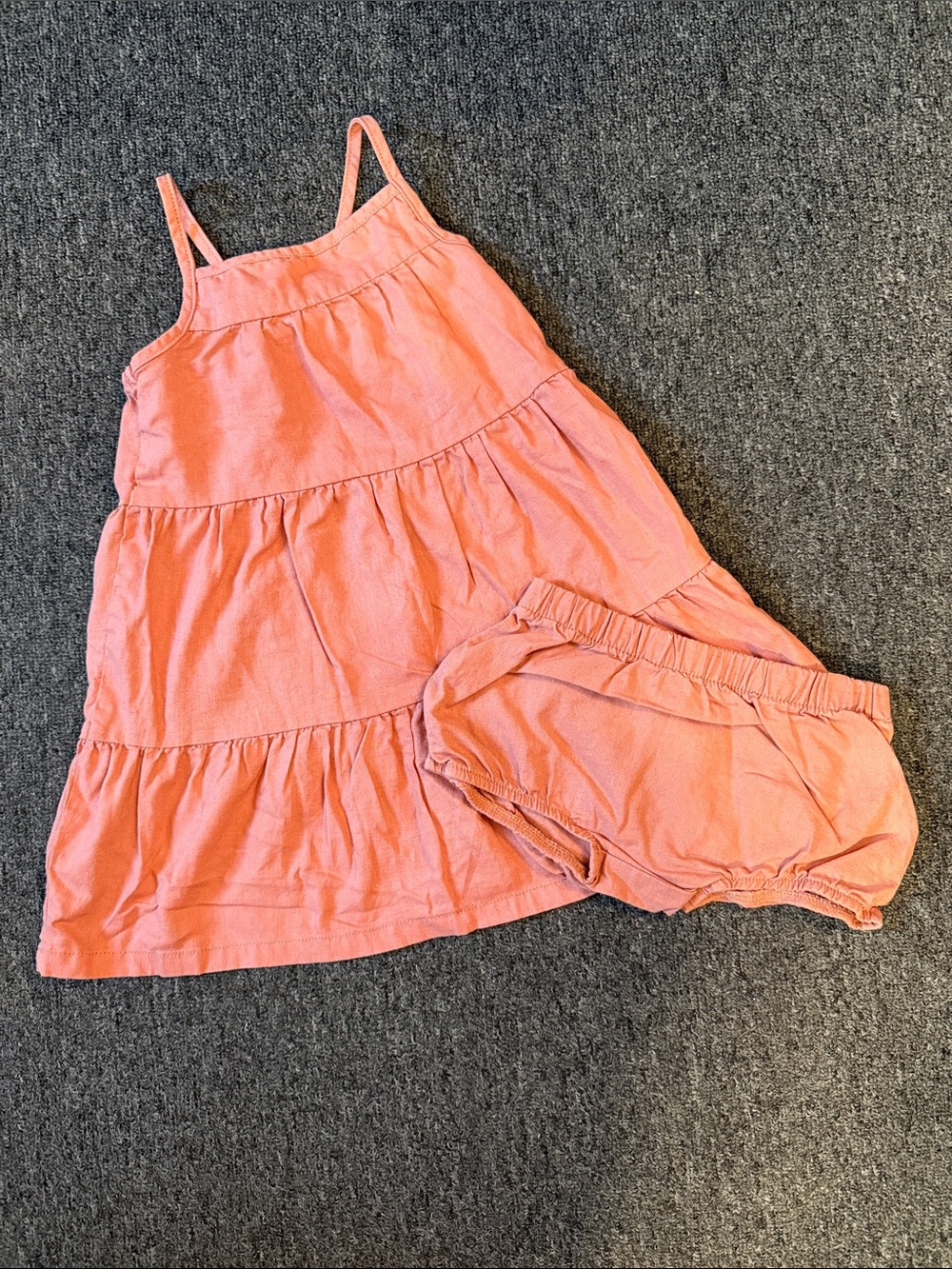 Little Co by Lauren Conrad coral tank dress size 24 months Organic Cotton Linen